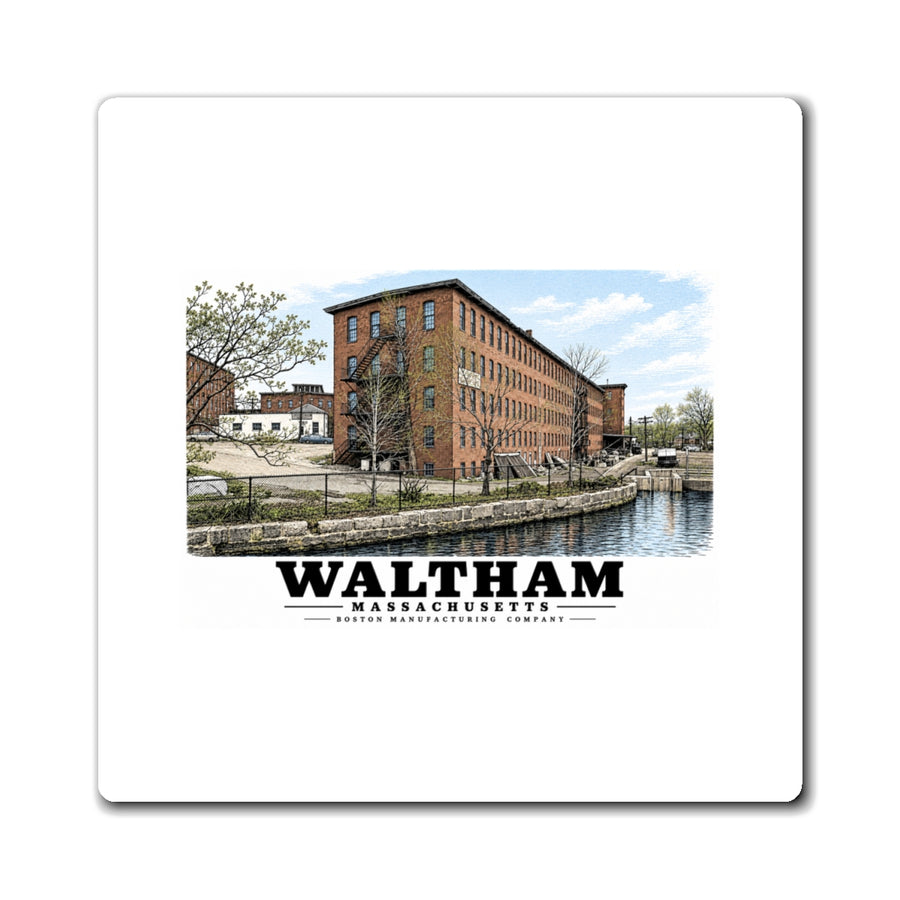 Illustrated Boston Manufacturing Company in Waltham on square magnet