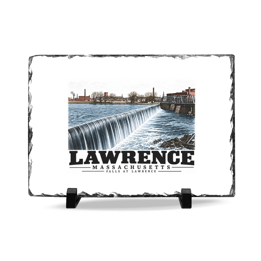 Illustrated Falls at Lawrence in Lawrence on slate desk plaque