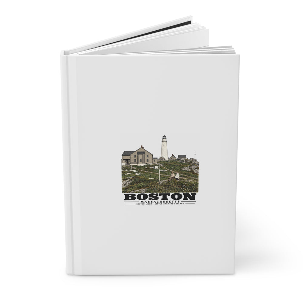 Boston Lower Light and Little Brewster, East Matte Hardcover Journal - Boston Harbor