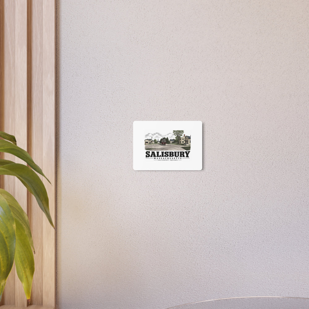 Interior wall display of Salisbury Square horizontal metal wall art, Salisbury, Massachusetts.