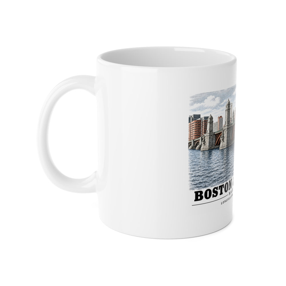 Longfellow Bridge, Charles Circle / Main Street across Charles River 11 oz White Ceramic Mug - Charles River