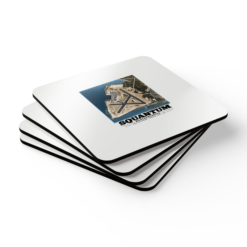 N.A.S.  Squantum, MA vertical 10000 ft. Cork Back Coaster Set - Boston Harbor