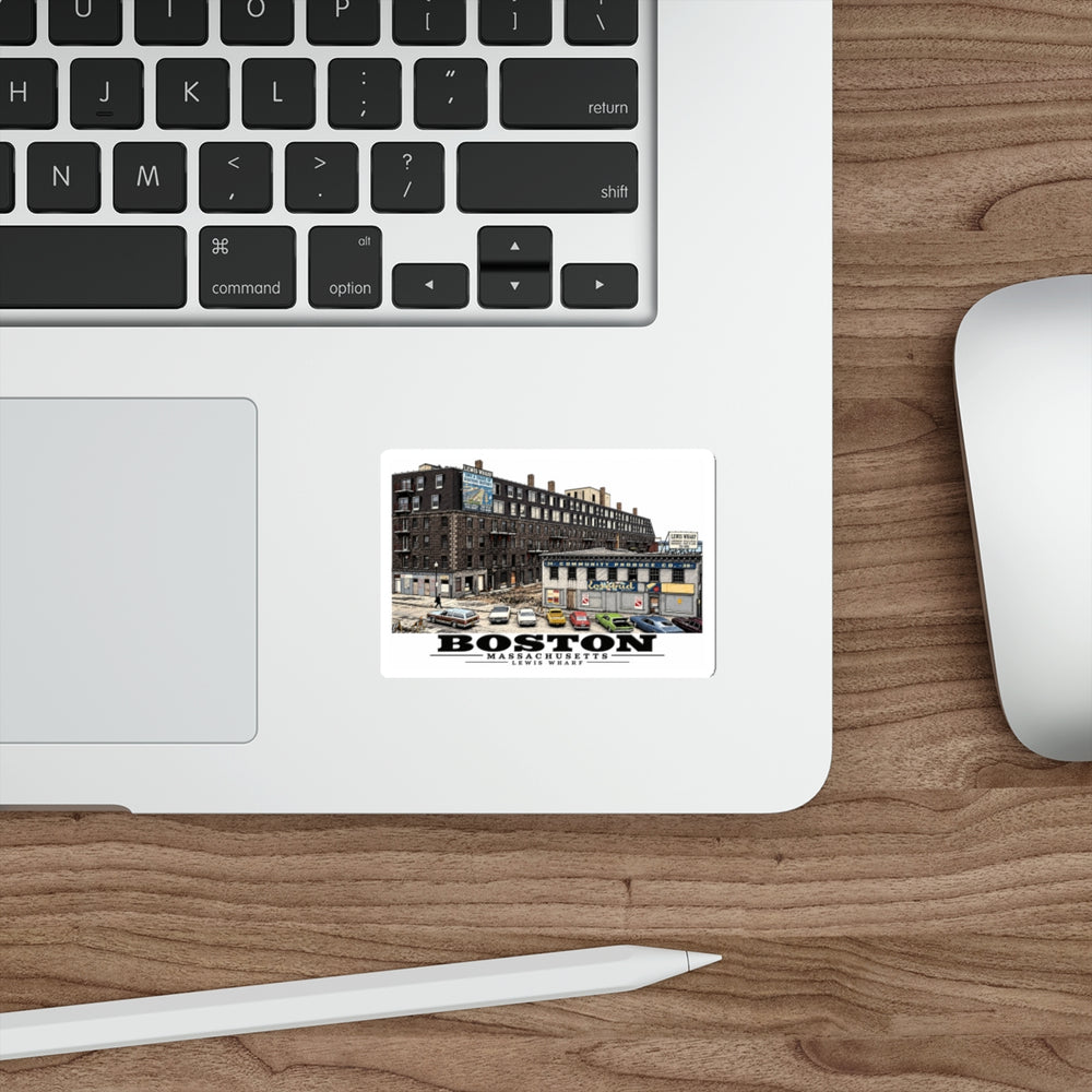 Lewis Wharf 4 in White Die-Cut Sticker - Boston Harbor