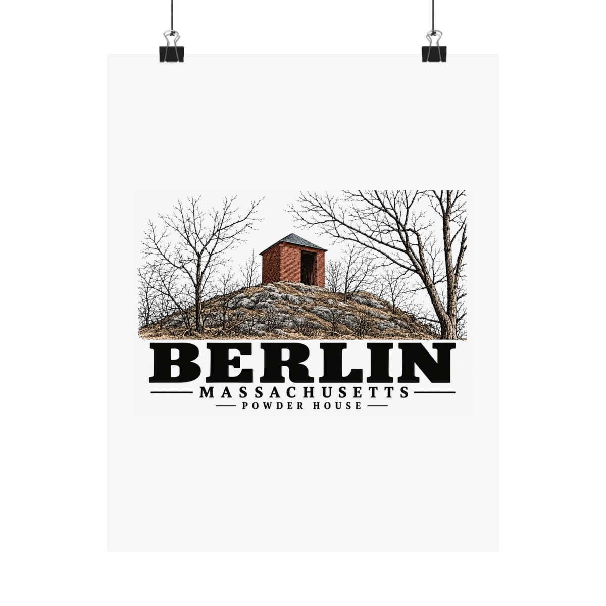 Illustrated Powder House in Berlin on unframed matte poster