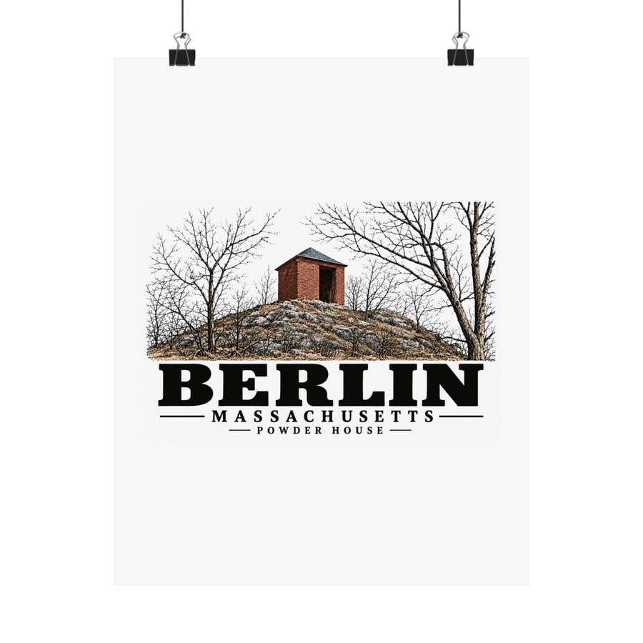Illustrated Powder House in Berlin on unframed matte poster