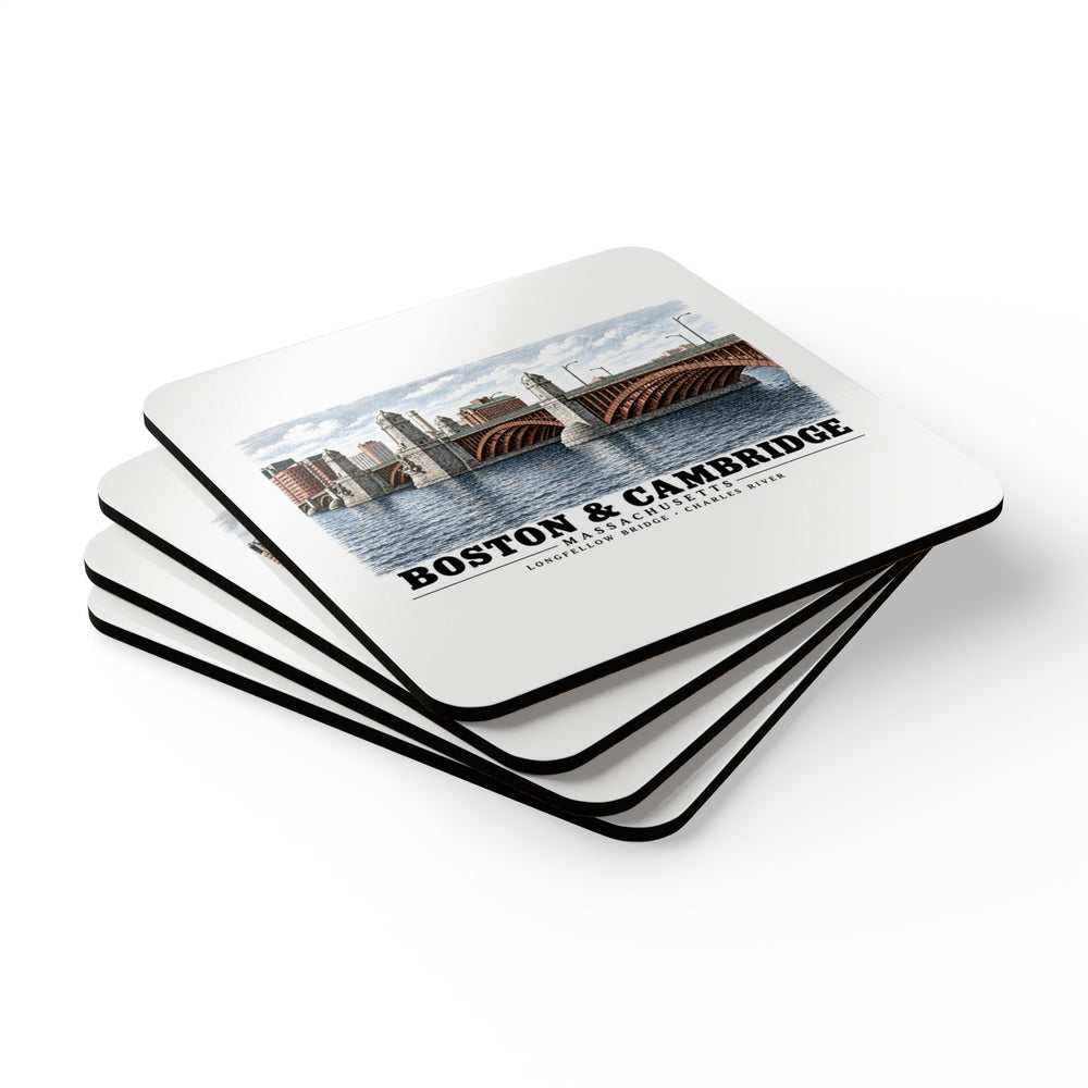 Longfellow Bridge, Charles Circle / Main Street across Charles River Cork Back Coaster Set - Charles River