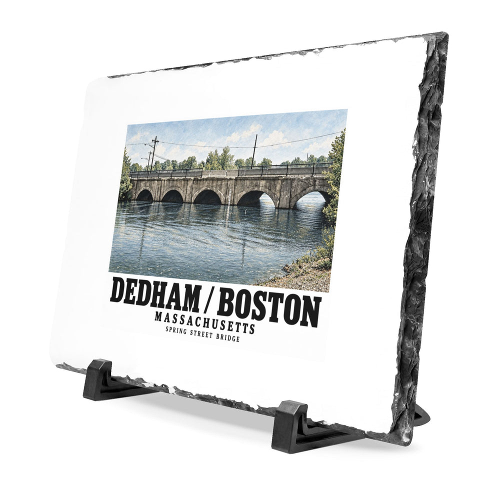 Spring Street Bridge north elevation (HAER MA-95-4, 1990) 7 × 11 in Slate Desk Plaque - Charles River