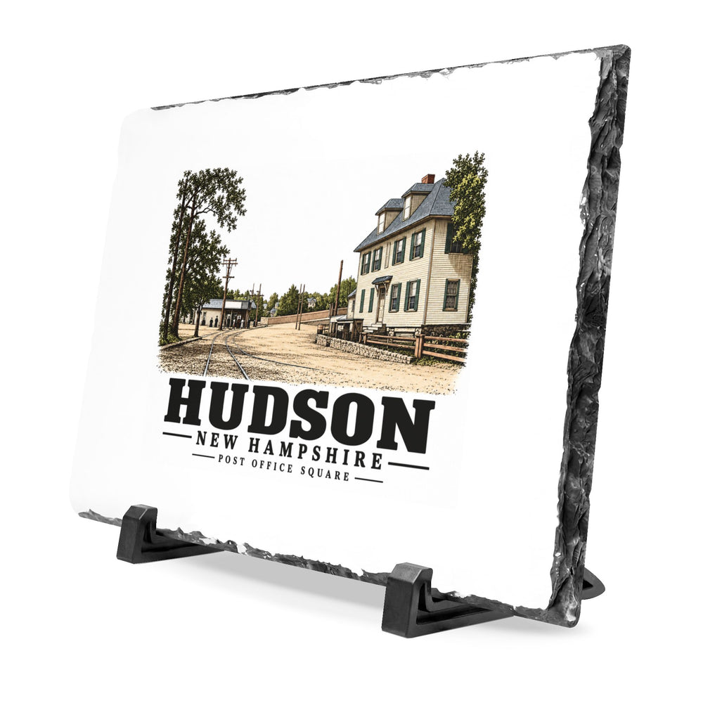 Illustrated Post Office Square in Hudson on slate desk plaque