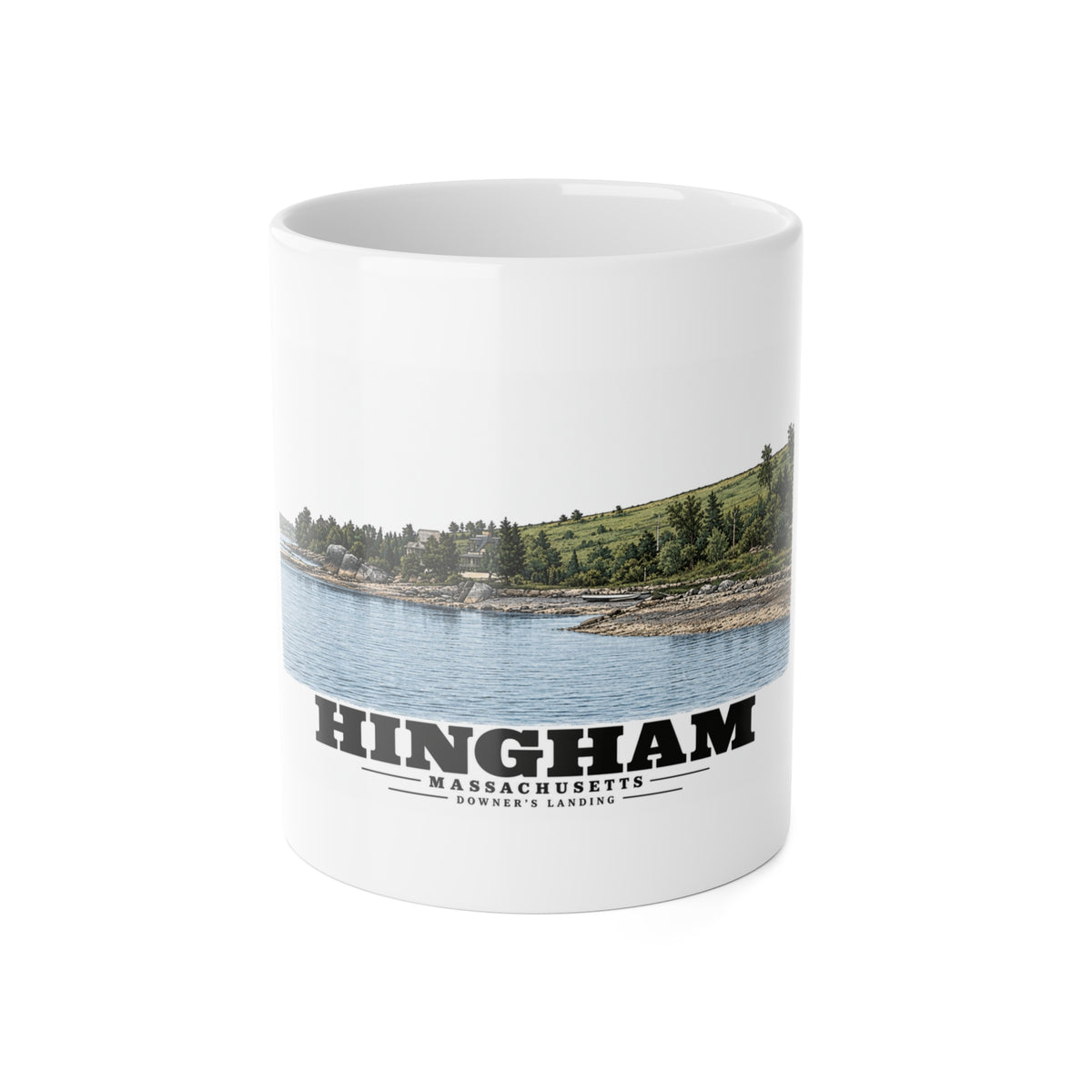 Shore near Downer's Landing 11 oz White Ceramic Mug - Boston Harbor