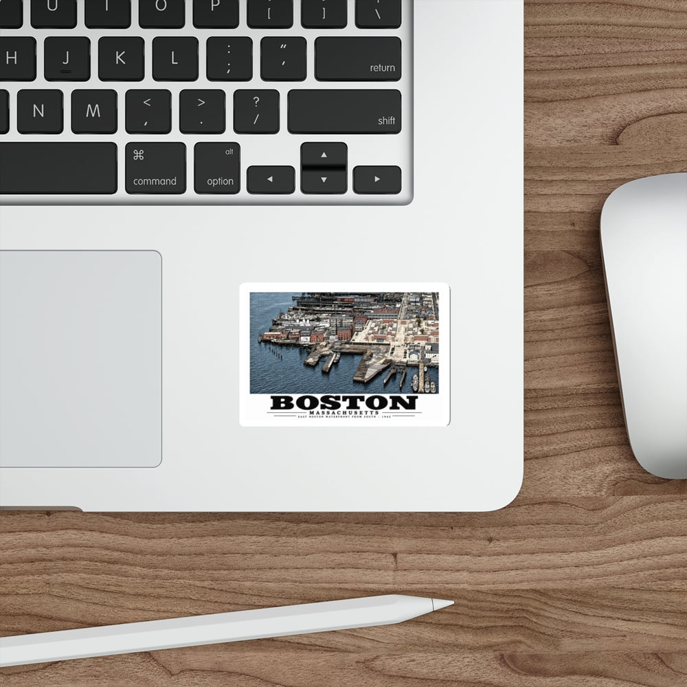 Maritime Coal Co., East Boston, MA -from South 1000 ft. 4 in White Die-Cut Sticker - Boston Harbor