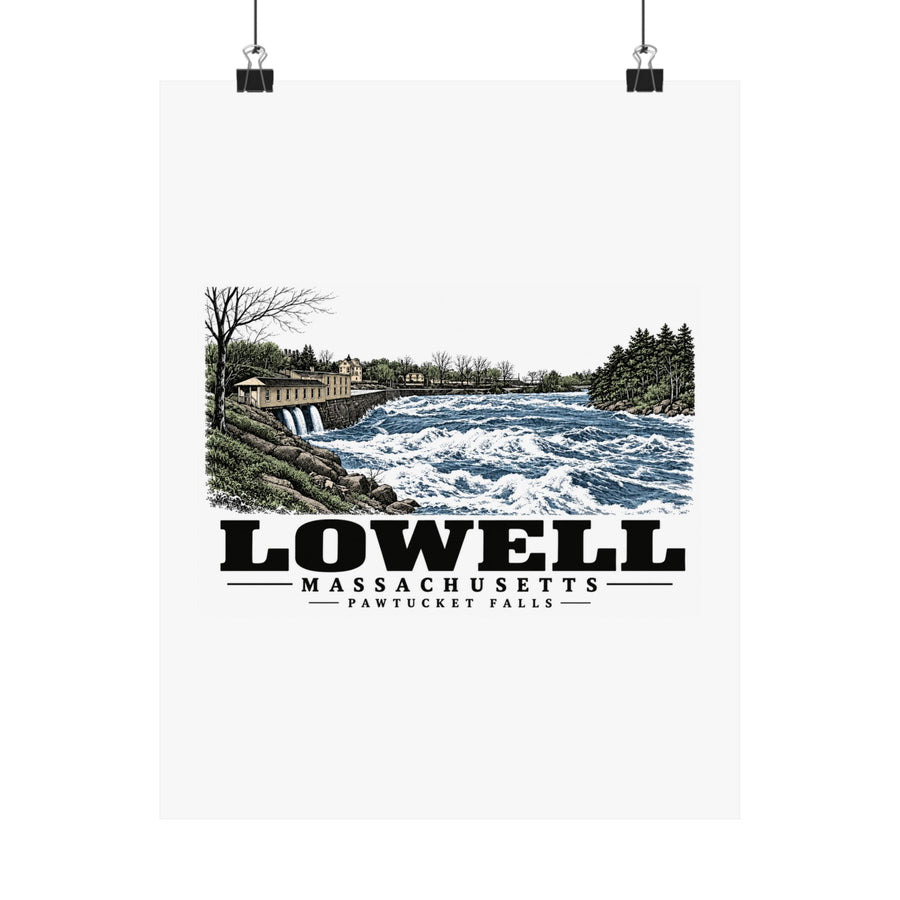 11 x 14 front of Pawtucket Falls matte poster, Lowell, Massachusetts.