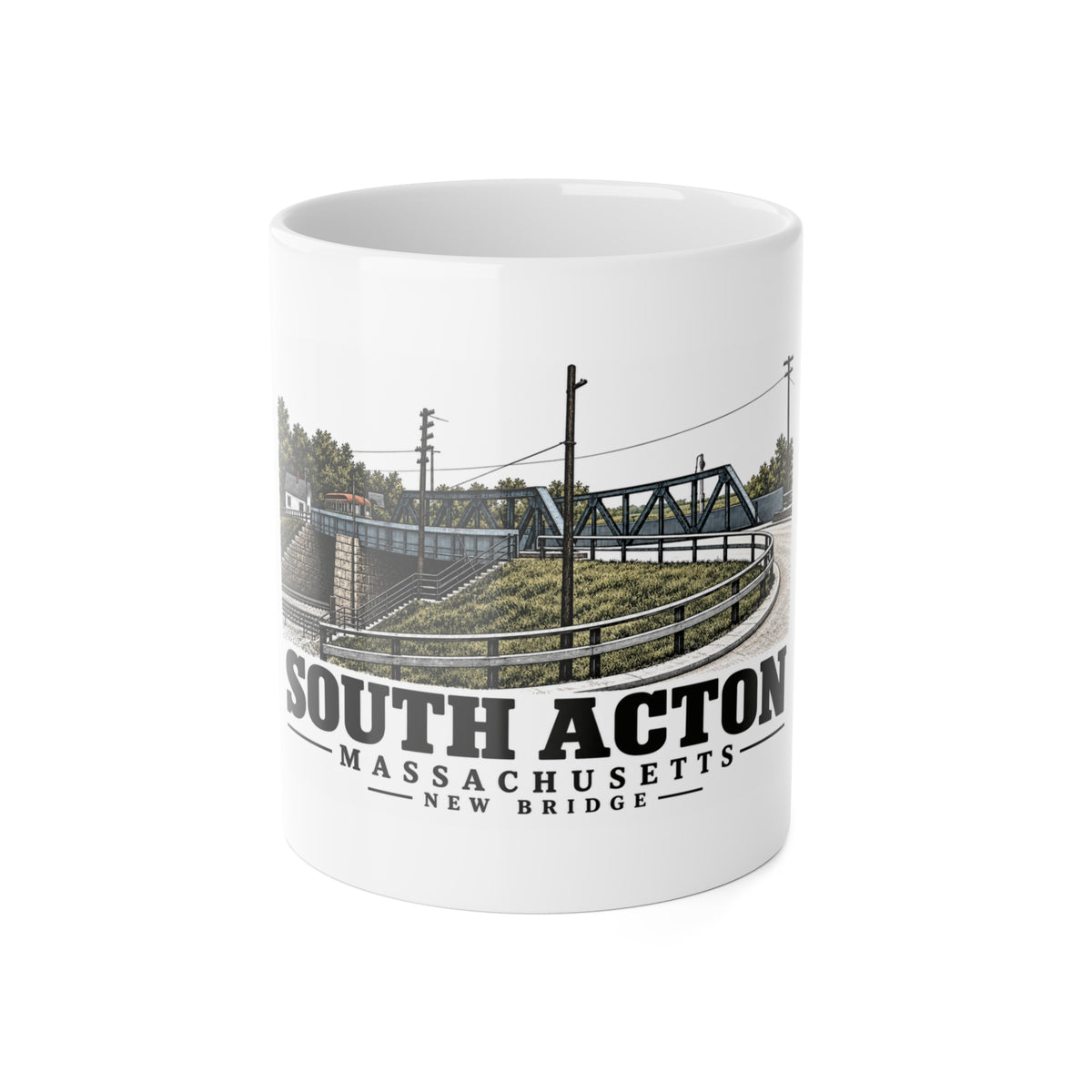 Illustrated New Bridge in Acton on ceramic mug