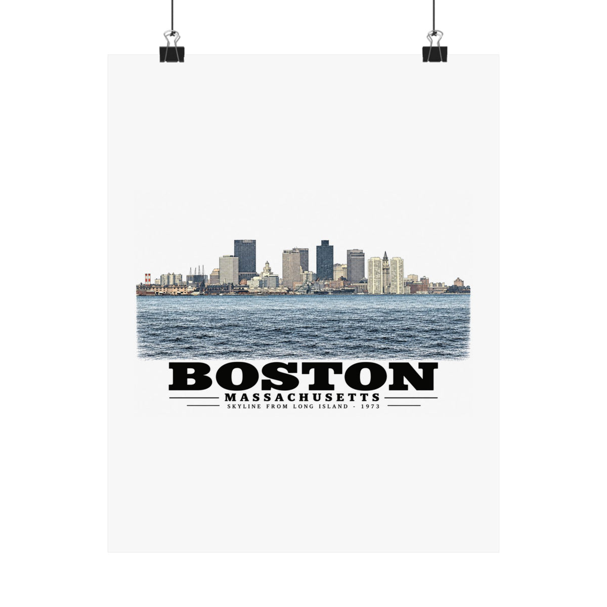 Skyline from near Long Island Matte Heritage Poster — 11 × 14 and 18 × 24 in - Boston Harbor