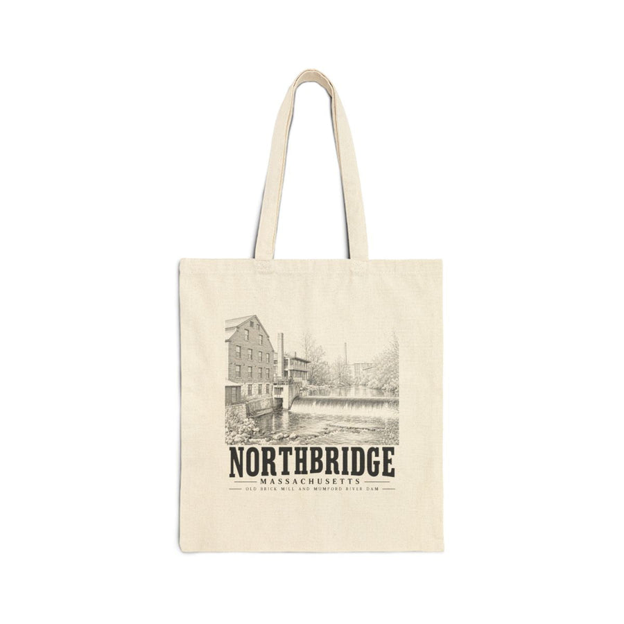 Northbridge Old Brick Mill and Mumford River Dam Heavy Canvas Tote - Natural - front product view
