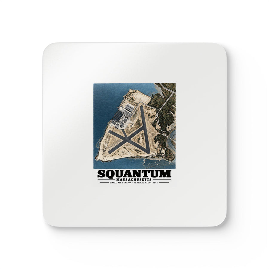 N.A.S.  Squantum, MA vertical 10000 ft. Cork Back Coaster Set - Boston Harbor