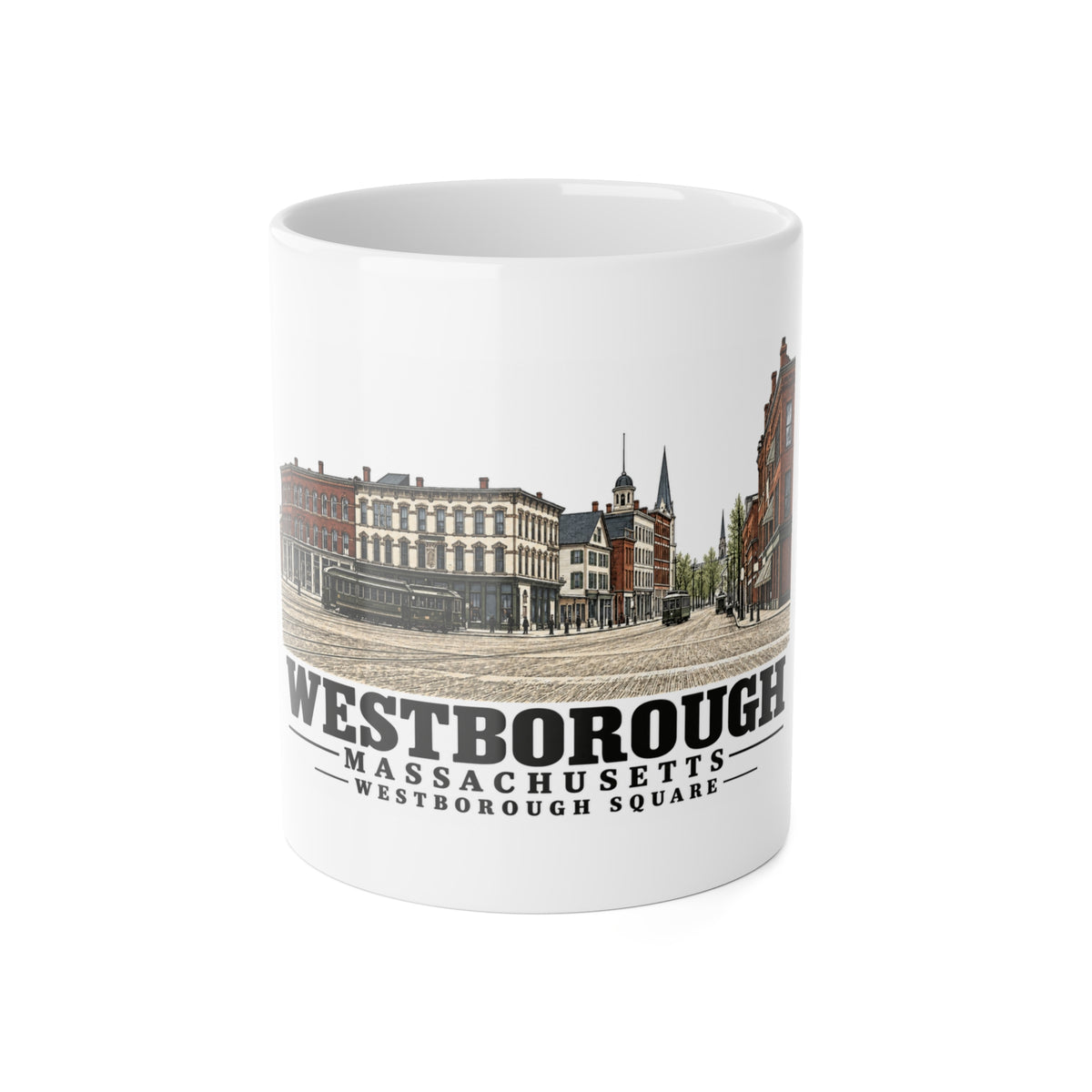 WESTBOROUGH Westborough Square 11 oz White Ceramic Mug - Assabet Valley Goods