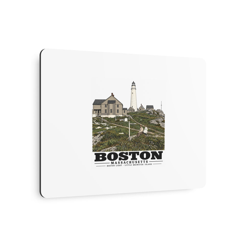 Boston Lower Light and Little Brewster, East 7 × 5 in Horizontal Metal Wall Art - Boston Harbor