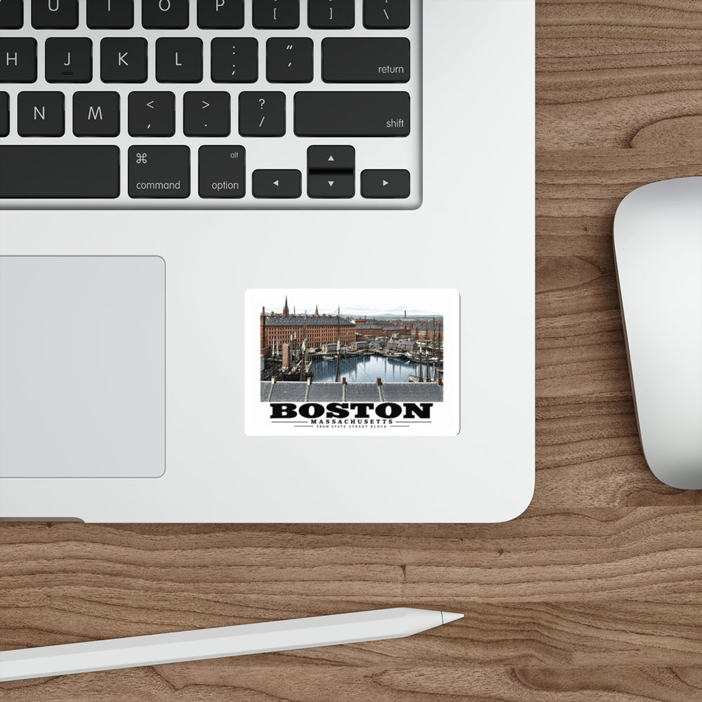 Boston, from State Street block, [illegible] 4 in White Die-Cut Sticker - Boston Harbor