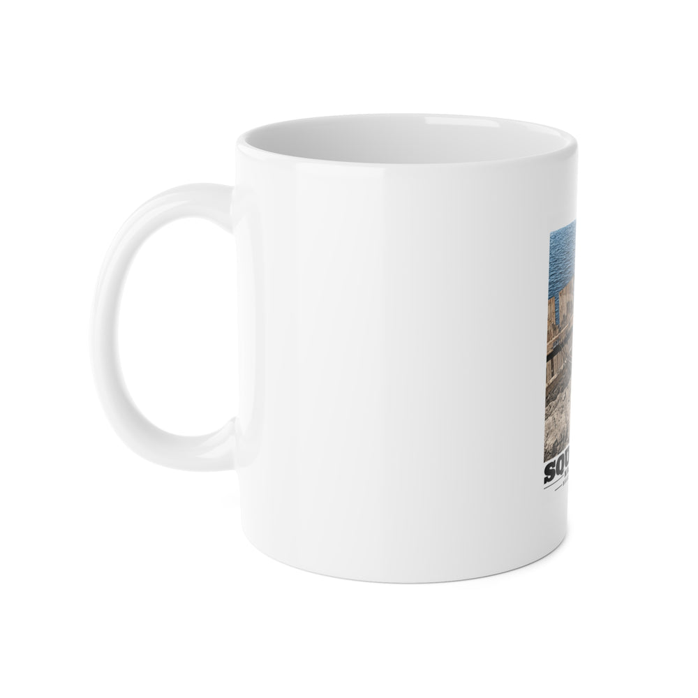 Repairing wood bulkhead-Billings Creek, Squantum 11 oz White Ceramic Mug - Boston Harbor