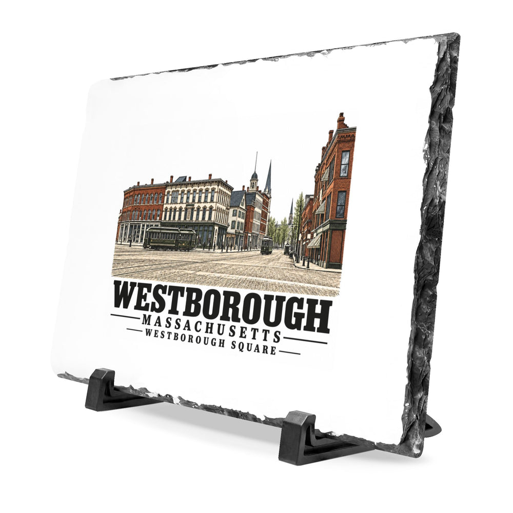 Illustrated Westborough Square in Westborough on slate desk plaque