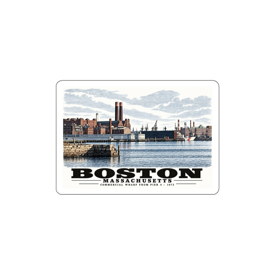 Toward Commercial Wharf from Pier 4 4 in White Die-Cut Sticker - Boston Harbor