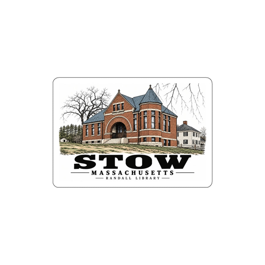 Illustrated Randall Library in Stow on die-cut sticker