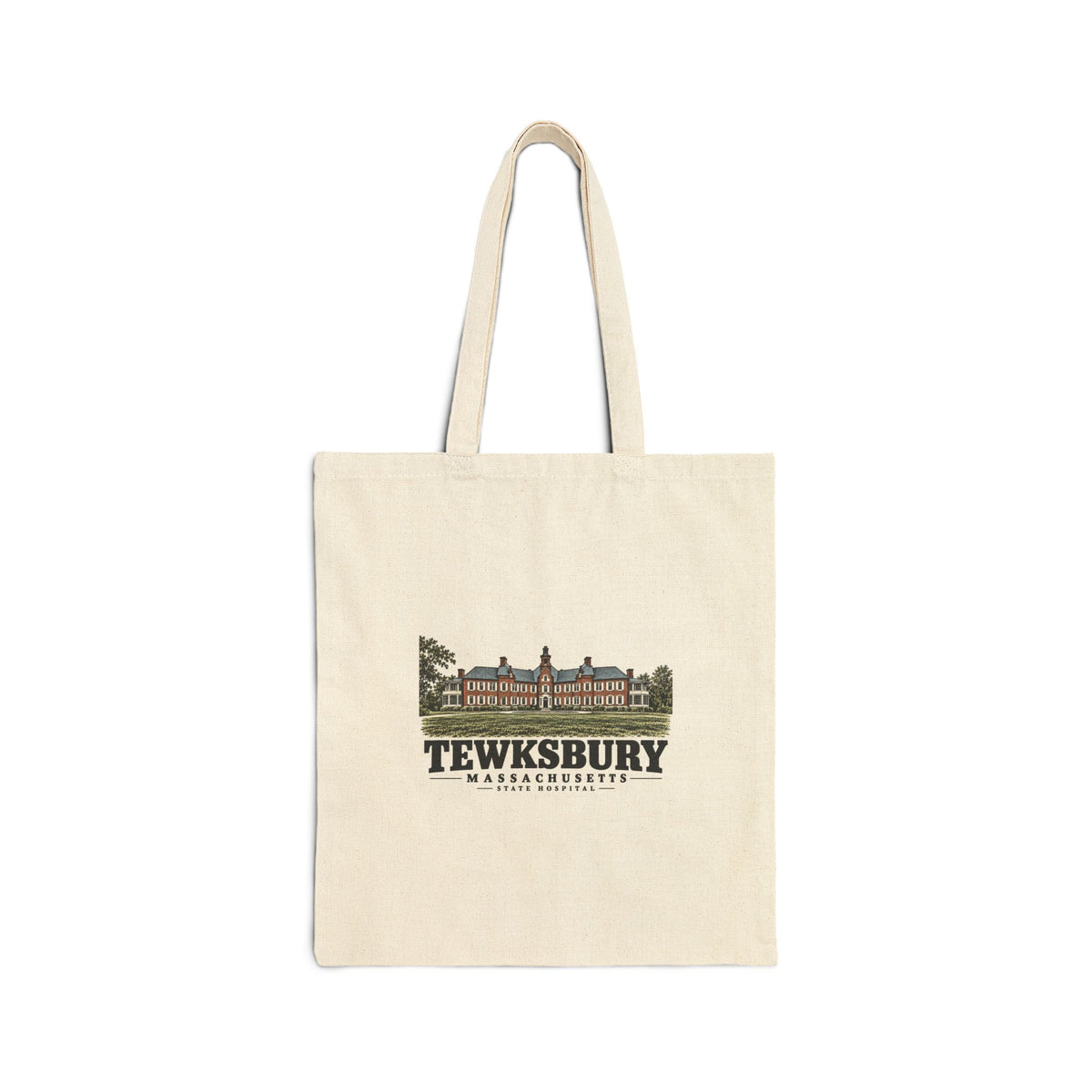 Tewksbury State Hospital tuberculosis building Natural + Black Heavy Canvas Tote - Merrimack Valley Goods