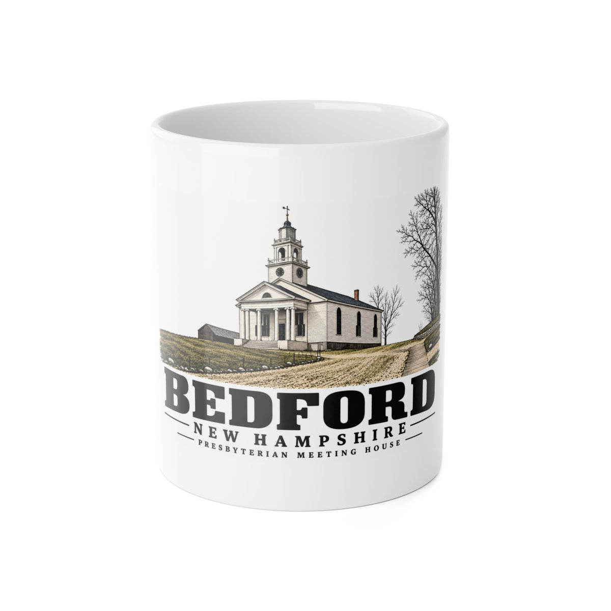 Bedford Presbyterian Meeting-House 11 oz White Ceramic Mug - Merrimack Valley Goods