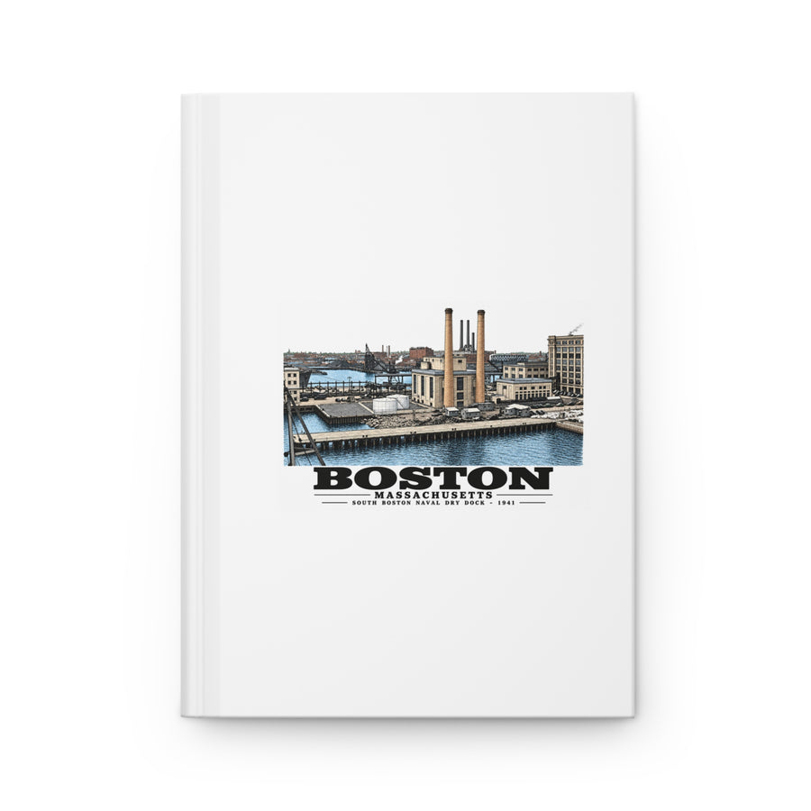 South Boston Dry Dock Area Mar 29-41 from roof of elevator shaft SE Matte Hardcover Journal - Boston Harbor