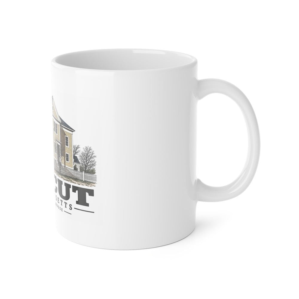 Dracut Dracut Centre schoolhouse later used for town office, library and museum 11 oz White Ceramic Mug - Merrimack Valley Goods