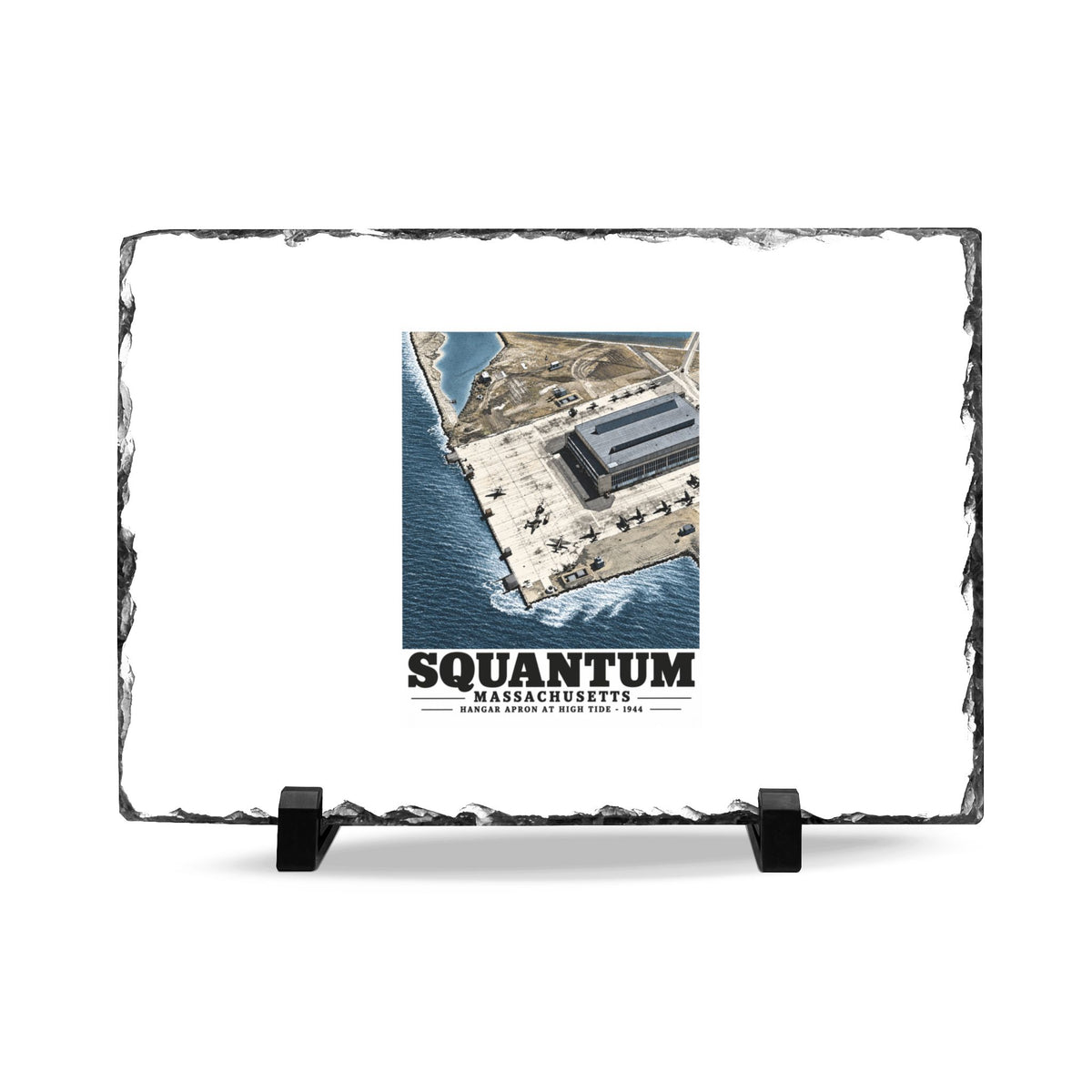 NAS Squantum at high tide 7 × 11 in Slate Desk Plaque - Boston Harbor