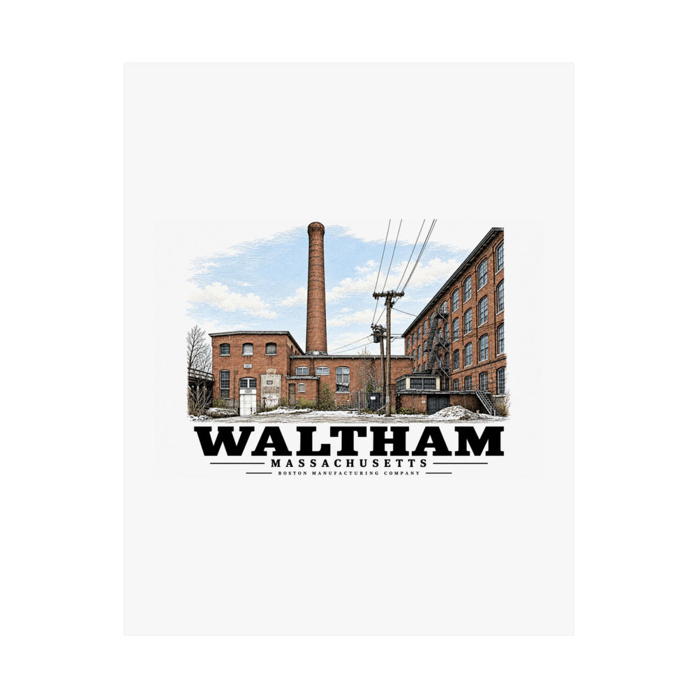 Illustrated Boston Manufacturing Company in Waltham on unframed matte poster