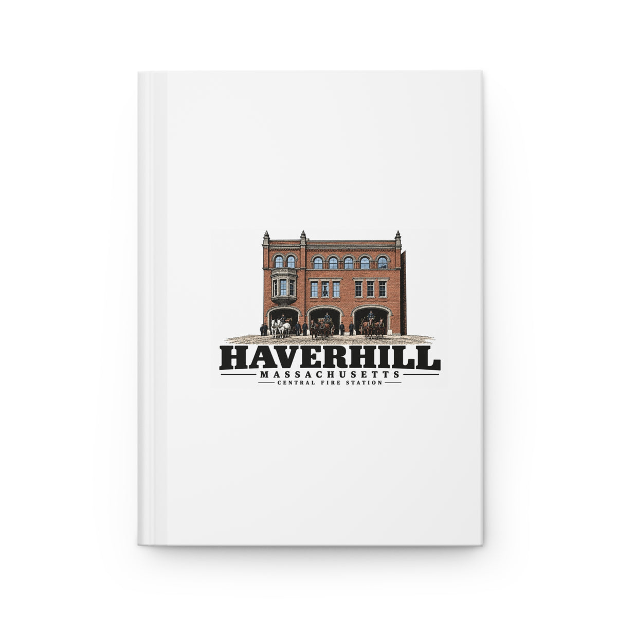 Haverhill Central Fire Station with horse-drawn apparatus Matte Hardcover Journal - Merrimack Valley Goods