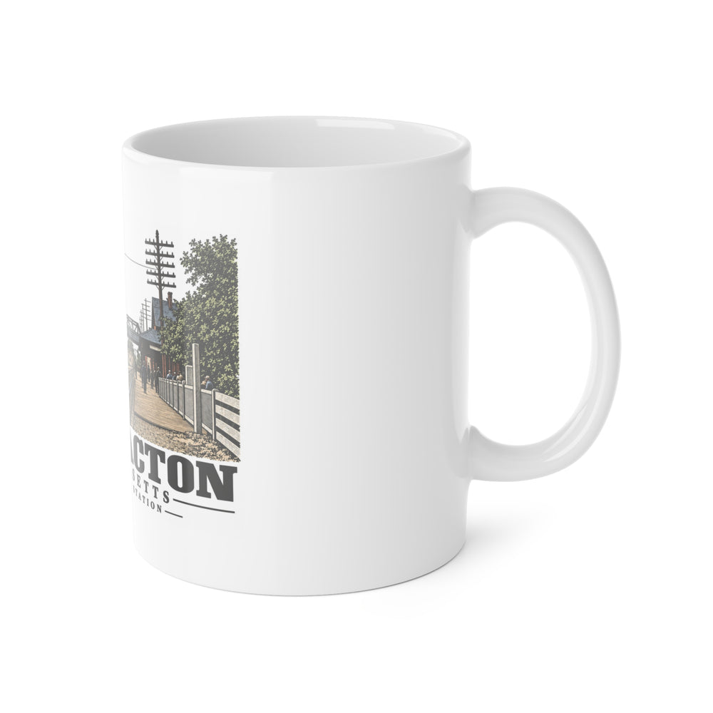 Illustrated Boston & Maine Station in South Acton on ceramic mug