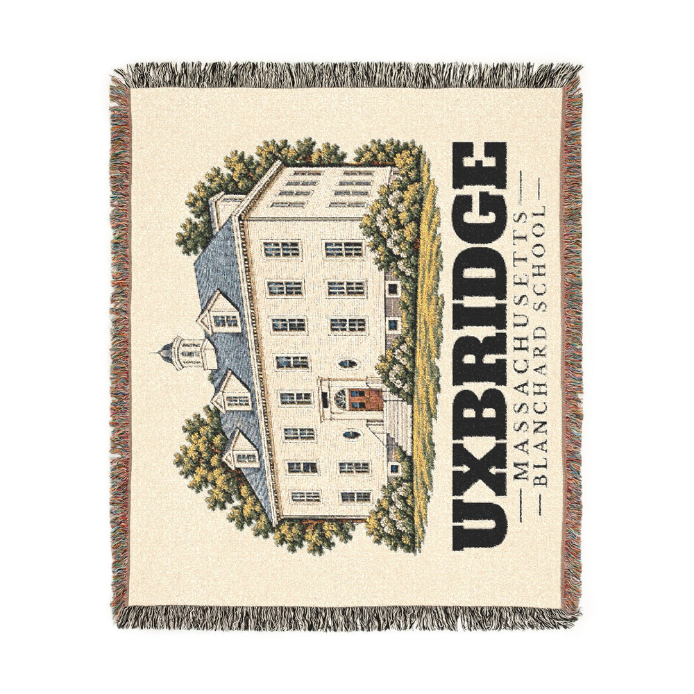 Blanchard School — Uxbridge, Massachusetts woven blanket, product view 2