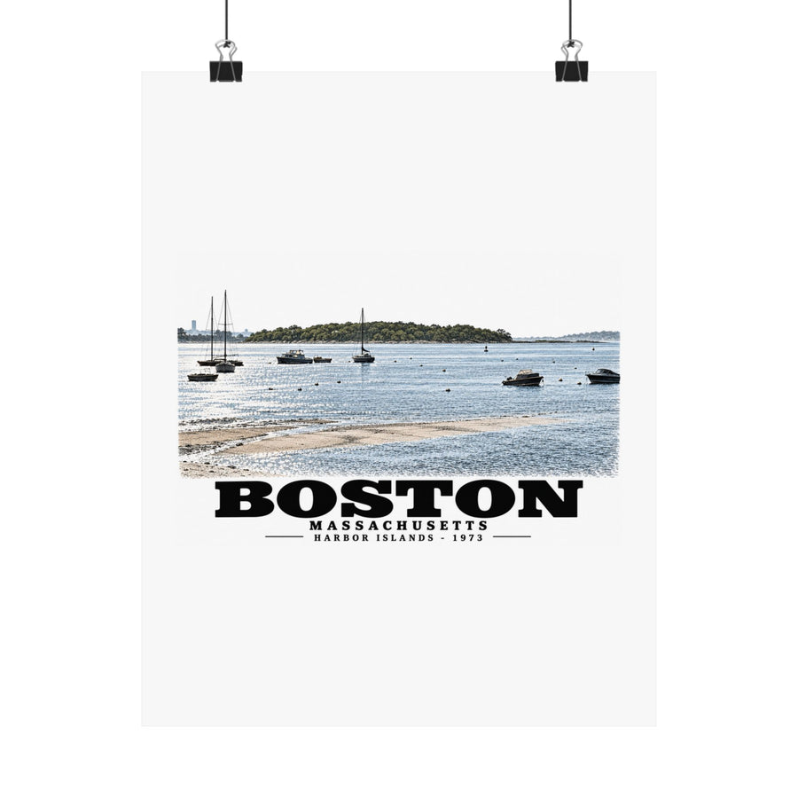 Boston Harbor Islands from Morrissey Boulevard - Toward Thompsons Island Matte Heritage Poster — 11 × 14 and 18 × 24 in - Boston Harbor