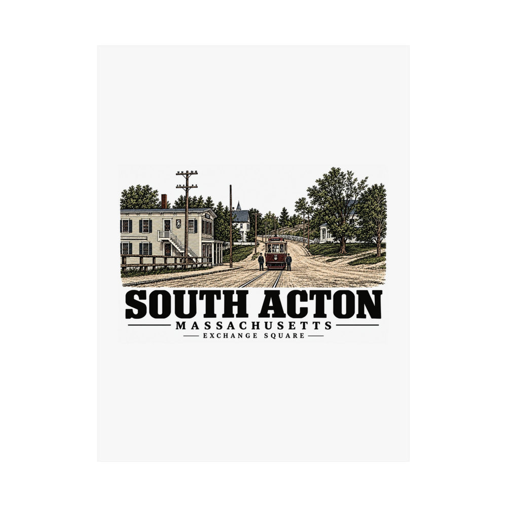 Illustrated Exchange Square in South Acton on unframed matte poster