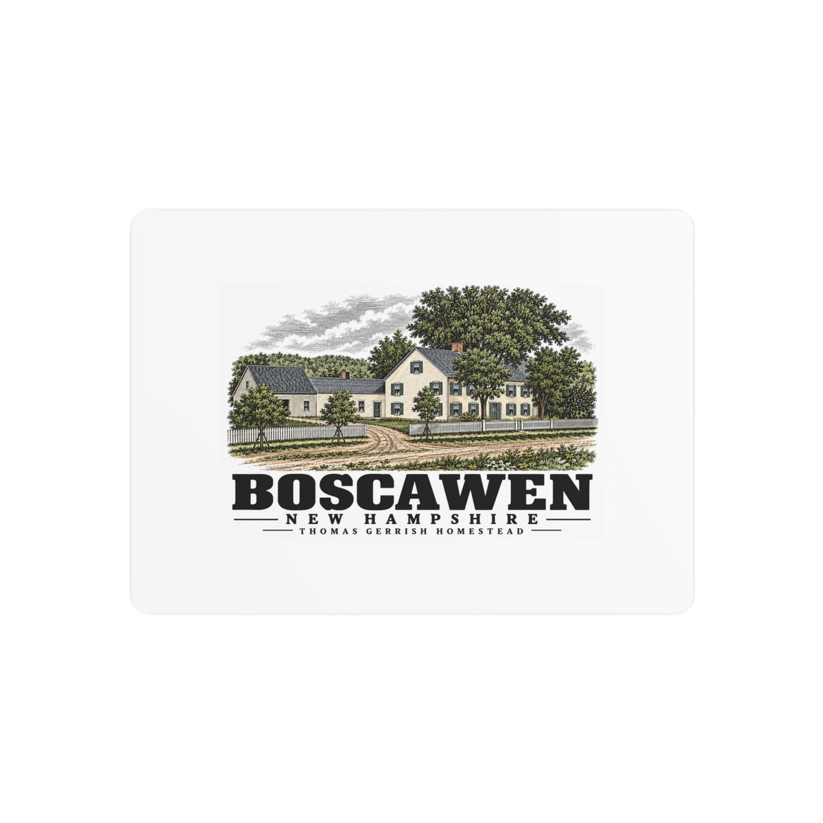 Boscawen Deacon Thomas Gerrish residence and attached farm buildings 7 x 5 in Horizontal Metal Wall Art - Merrimack Valley Goods