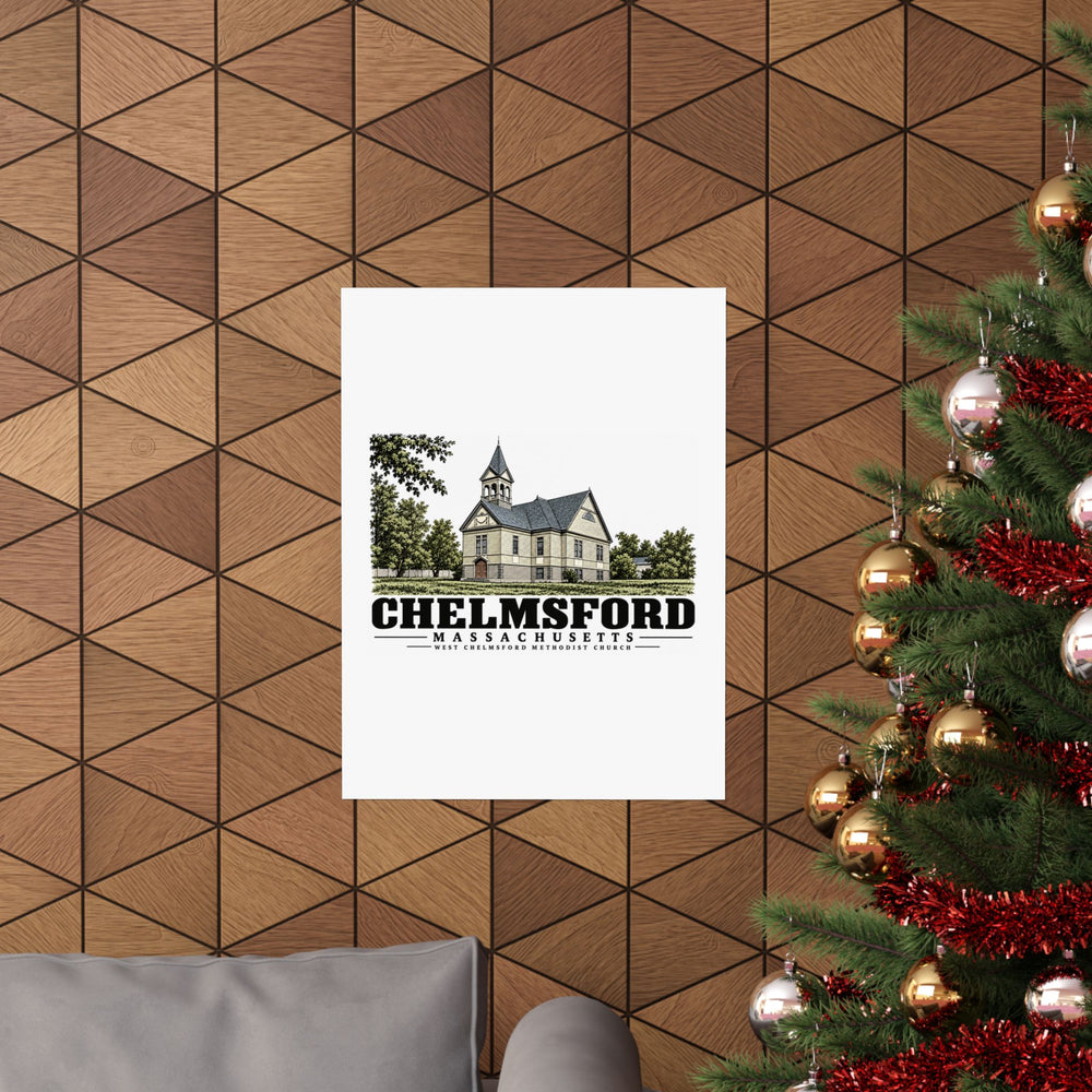 Illustrated West Chelmsford Methodist Church in Chelmsford on unframed matte poster