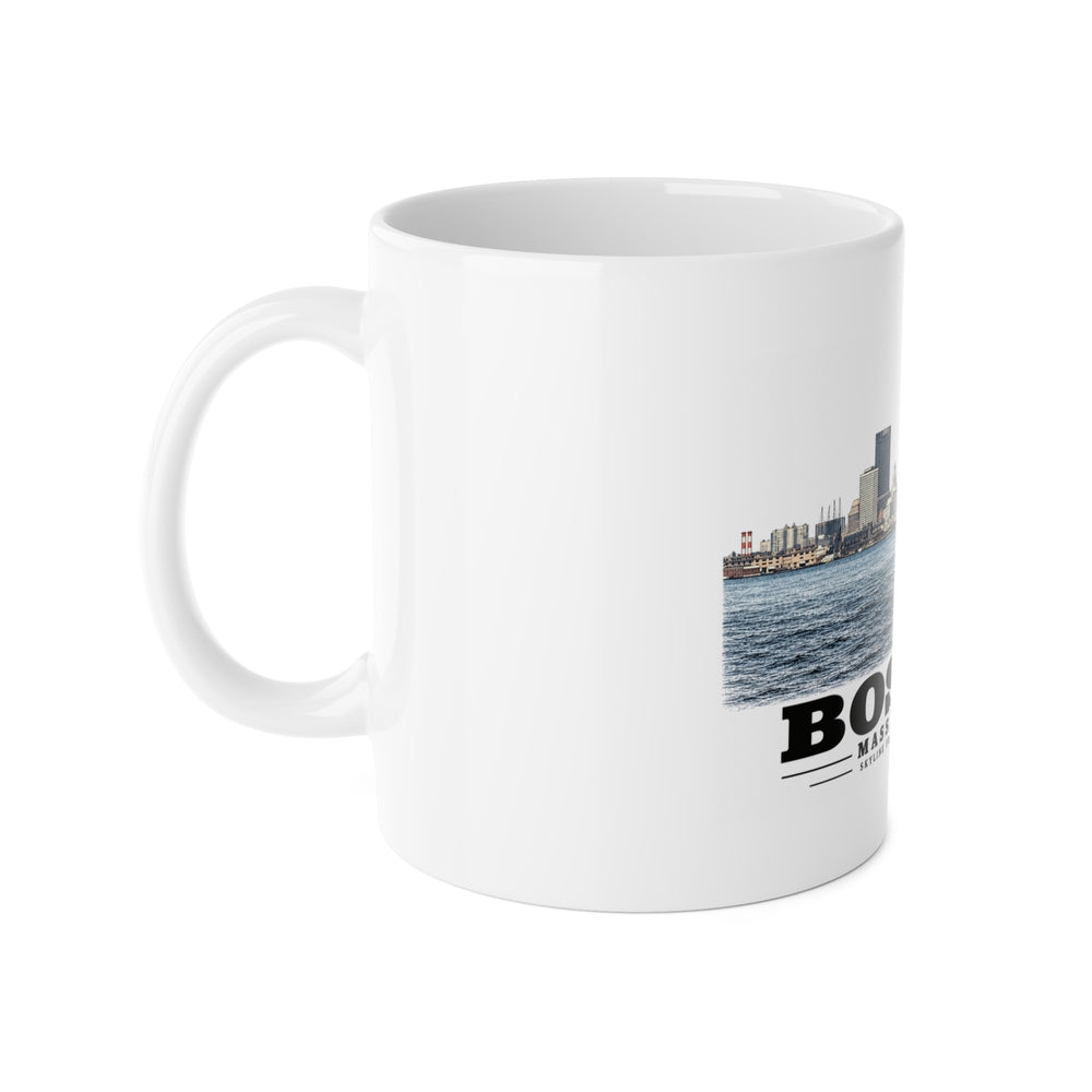 Skyline from near Long Island 11 oz White Ceramic Mug - Boston Harbor