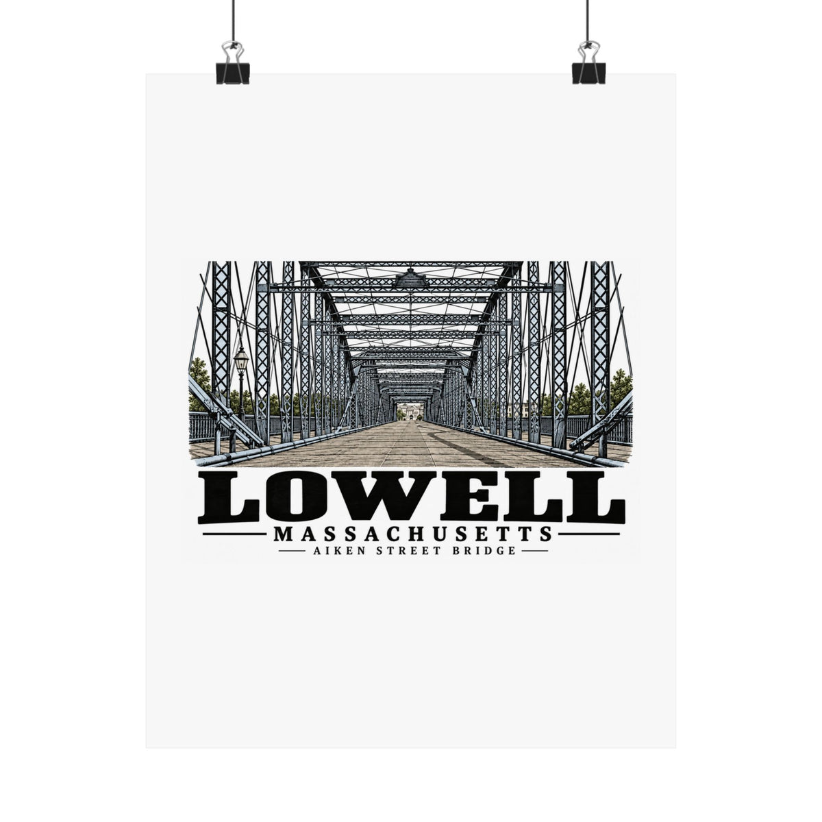 11 x 14 front of Aiken Street Bridge matte poster, Lowell, Massachusetts.
