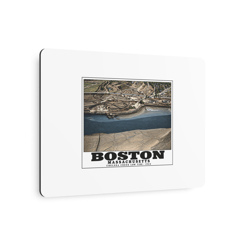 Shoreline, Chelsea Creek, East Boston, MA, Low Tide, Oil Storage 7 × 5 in Horizontal Metal Wall Art - Boston Harbor