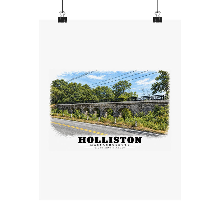 Eight Arch / Bogastow Brook Viaduct, Woodland Street, Upper Charles Rail Trail Matte Heritage Poster — 11 × 14 and 18 × 24 in - Charles River