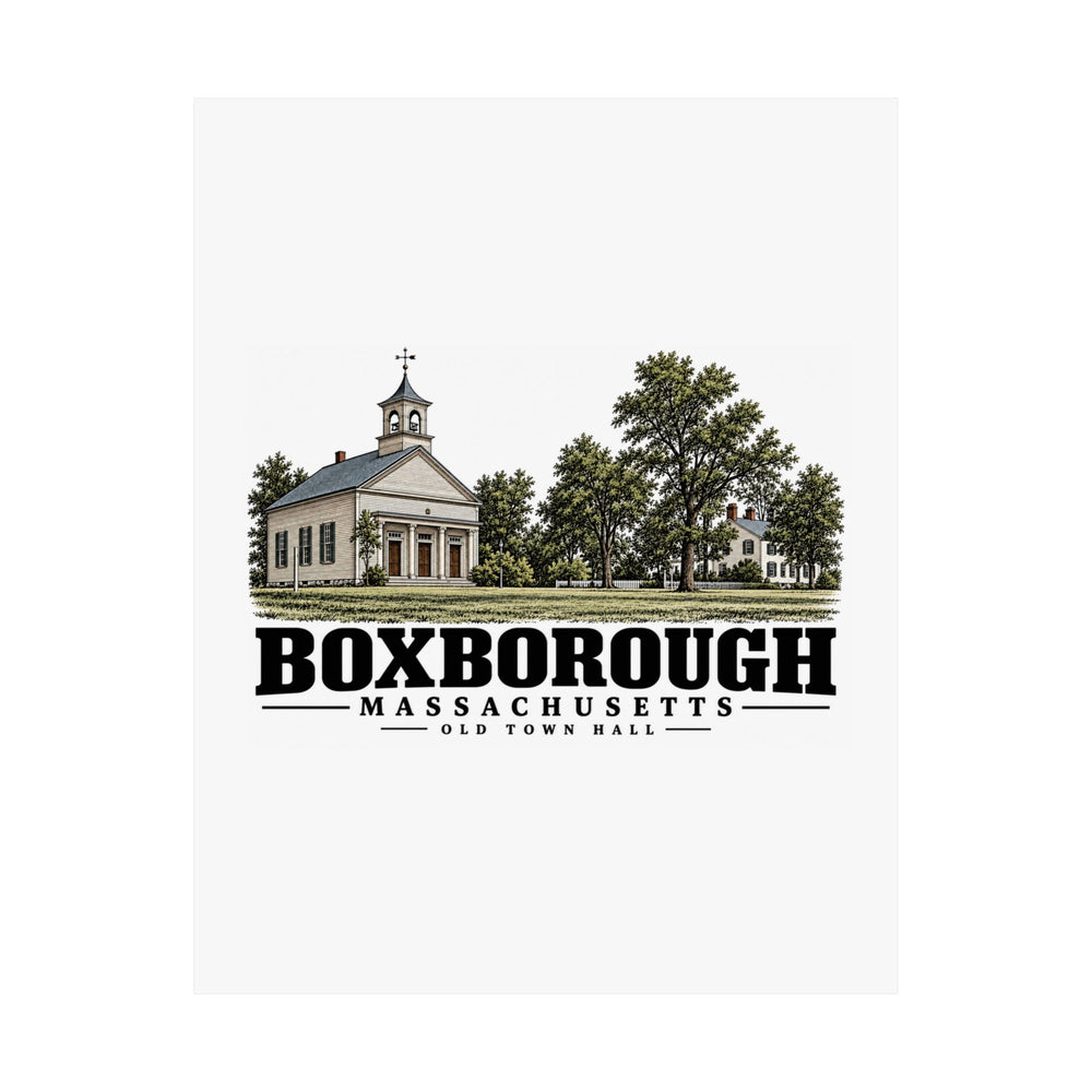 Illustrated Old Town Hall in Boxborough on unframed matte poster