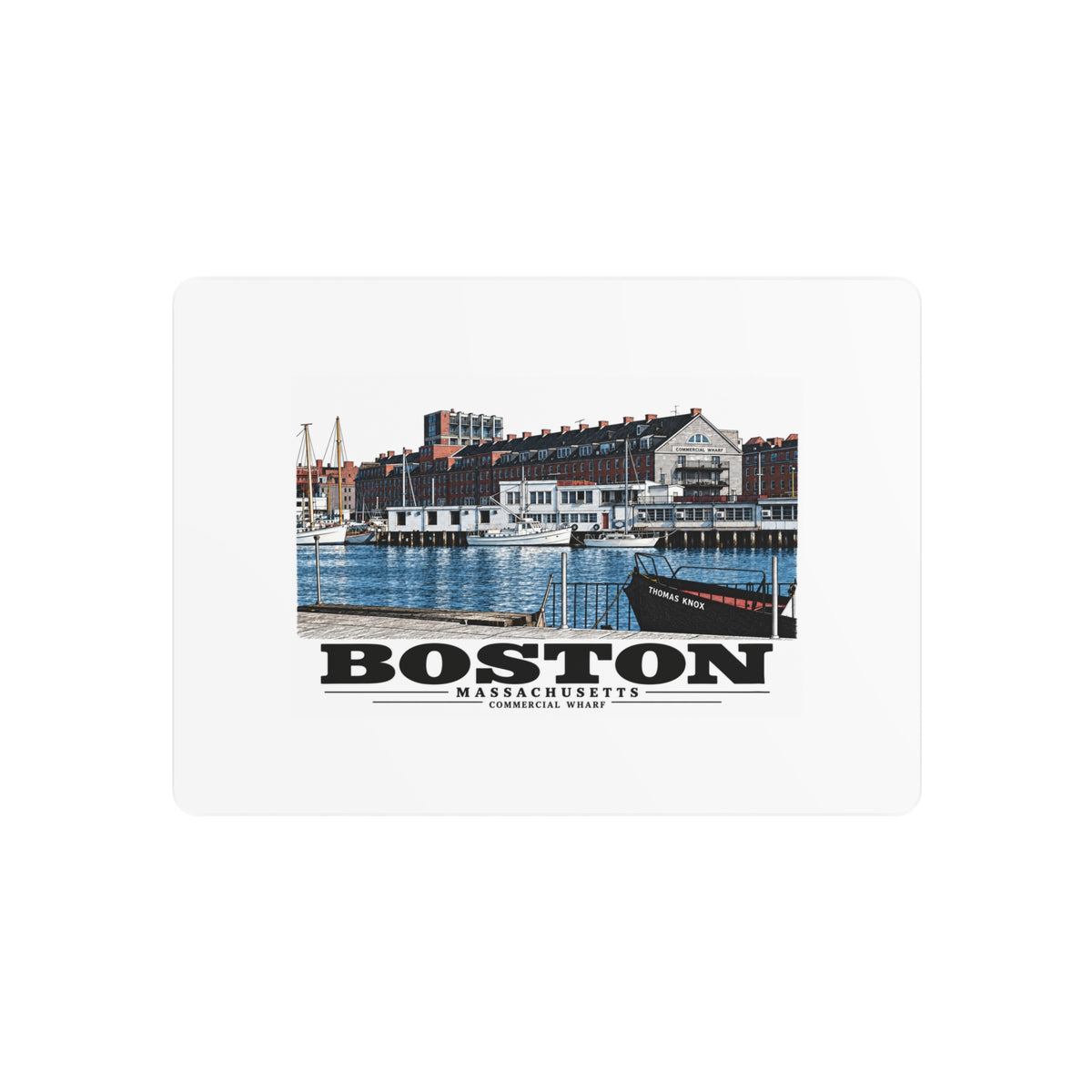 Commercial Wharf from Long Wharf 7 × 5 in Horizontal Metal Wall Art - Boston Harbor