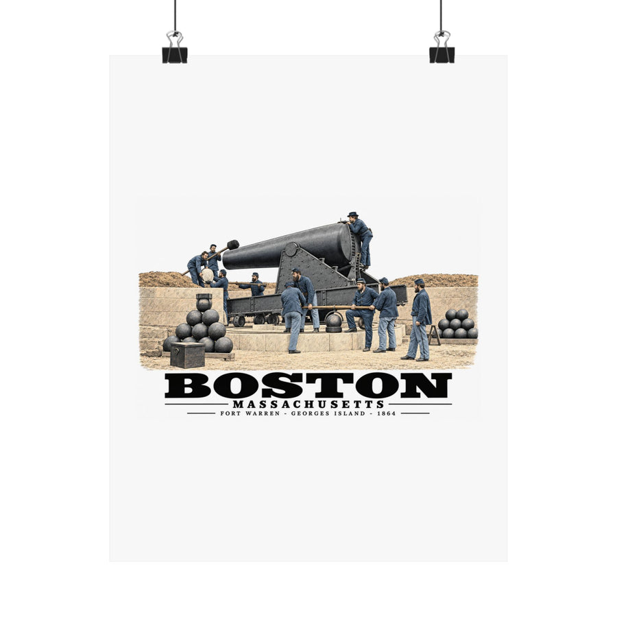View of the 15 inch gun, Fort Warren, 1864 Matte Heritage Poster — 11 × 14 and 18 × 24 in - Boston Harbor