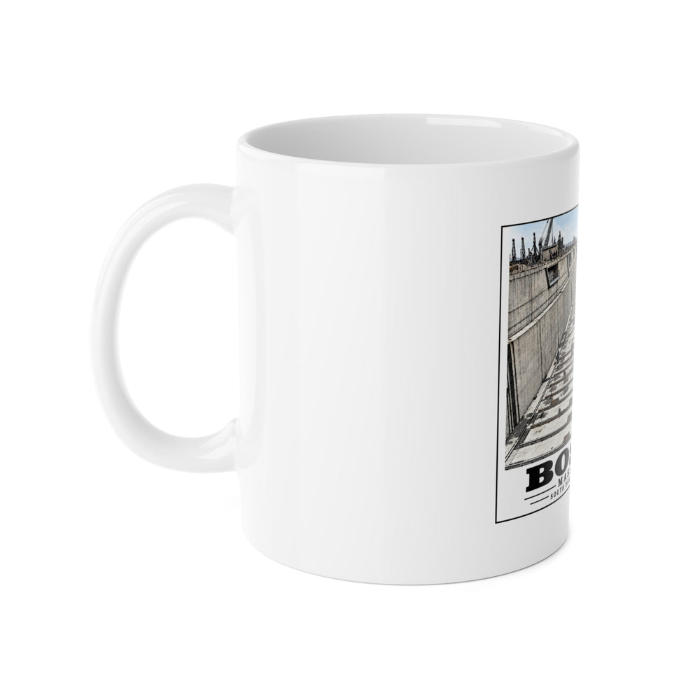 Dry dock #4 US Naval Dry dock, South Boston, completed June 1943 11 oz White Ceramic Mug - Boston Harbor