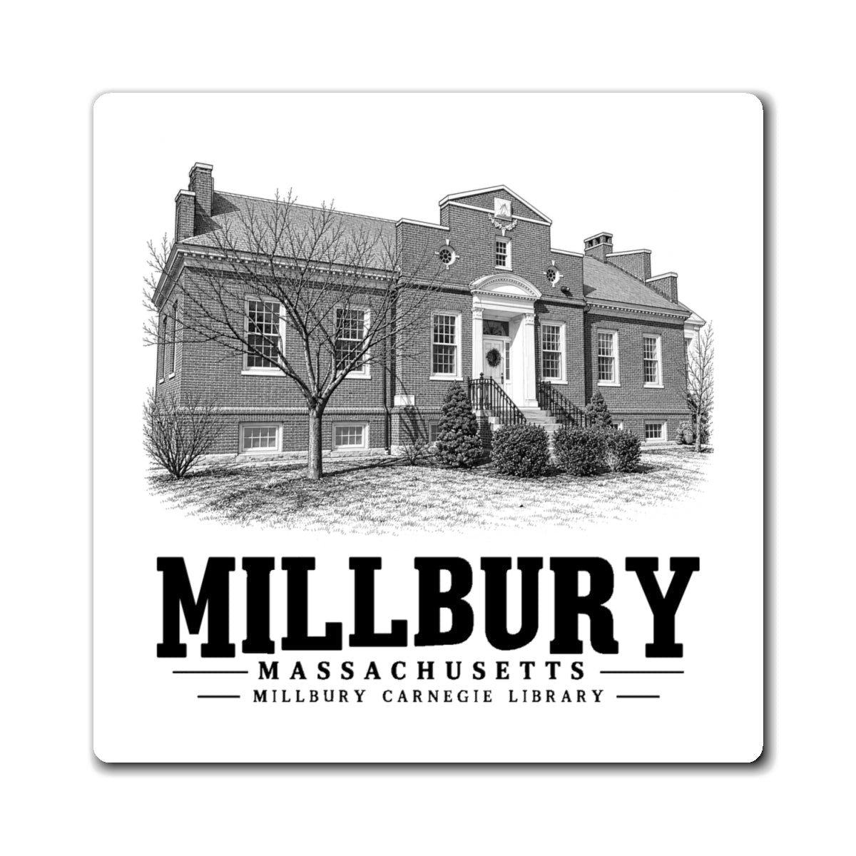 Millbury Carnegie Library 4 in Magnet - Default - front product view
