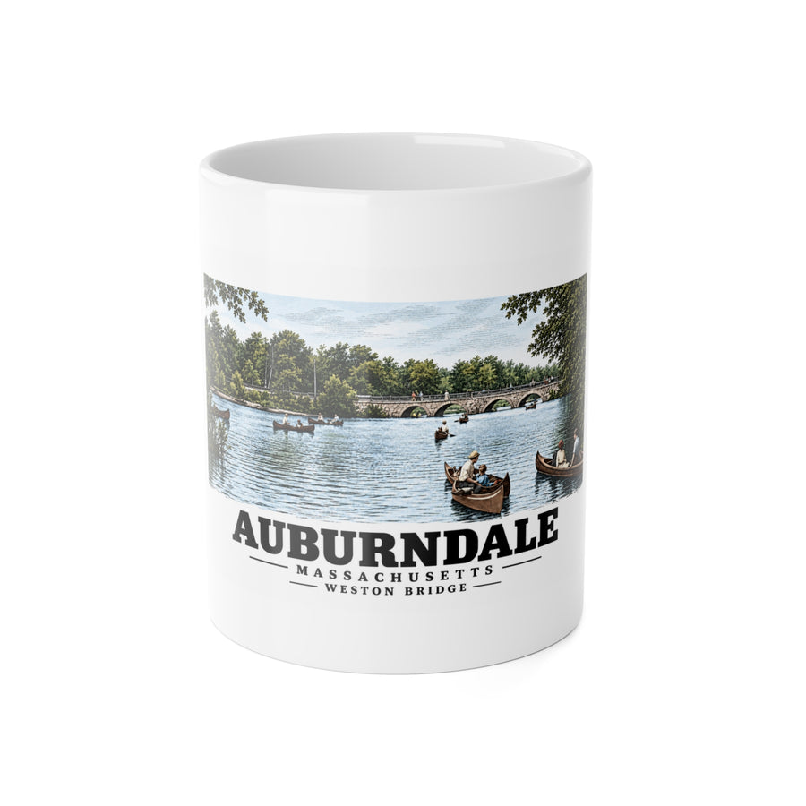 Weston Bridge, Auburndale, Mass. 11 oz White Ceramic Mug - Charles River