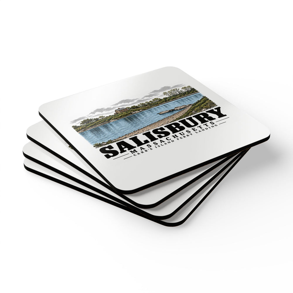 Salisbury Carr’s Island old house and ferry landing Cork Back Coaster Set - Merrimack Valley Goods